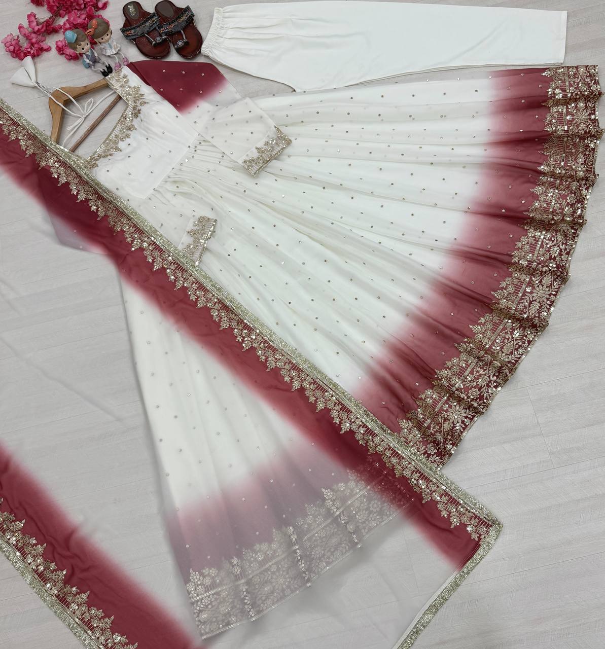 Dual Tone Sequin Anarkali Gown