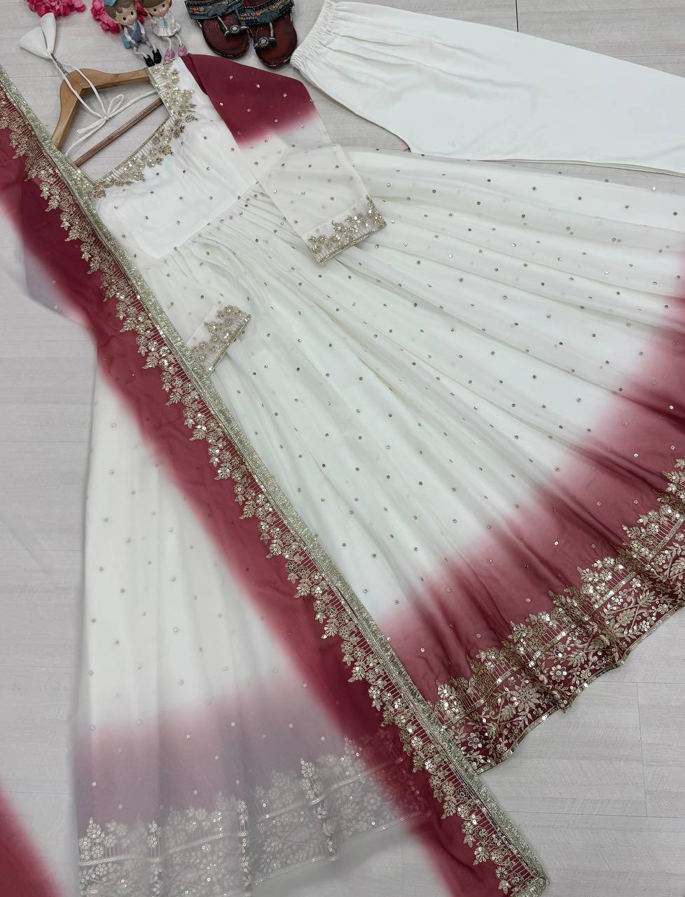 Dual Tone Sequin Anarkali Gown