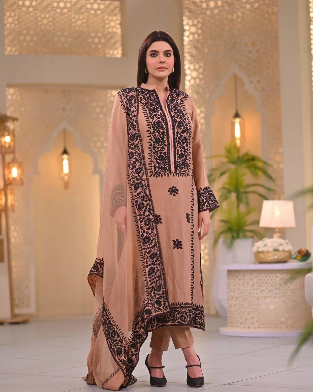 Dusty Orange Premium Designer Party Wear Top, Bottom & Dupatta Set
