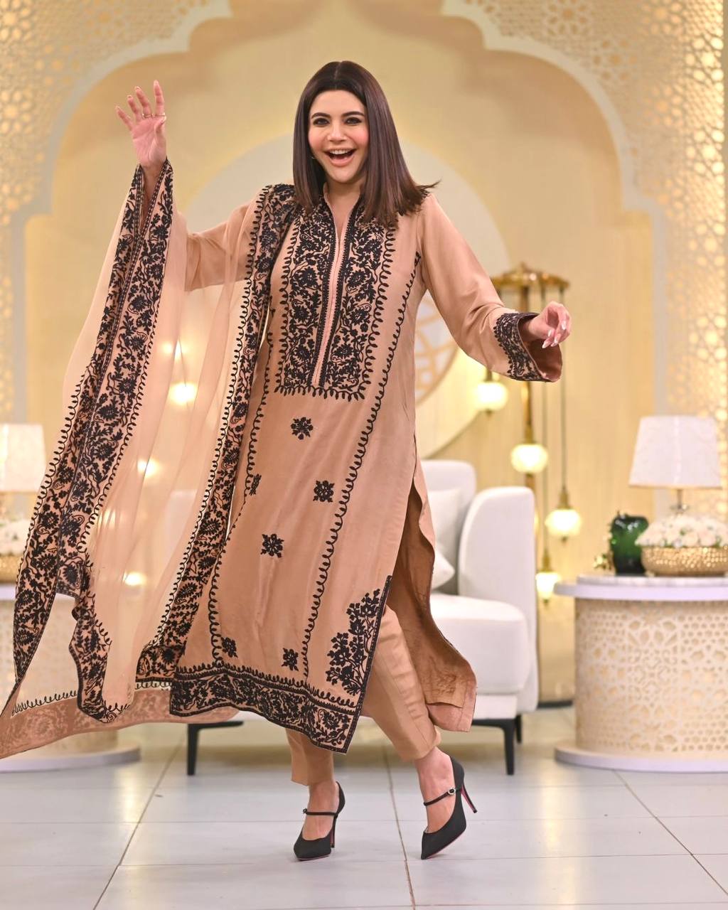 Dusty Orange Premium Designer Party Wear Top, Bottom & Dupatta Set