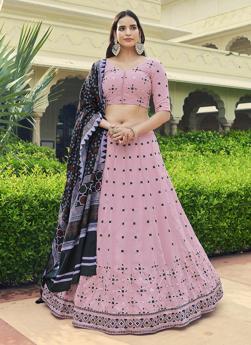 Dusty Pink A-Line Ghaghra Choli