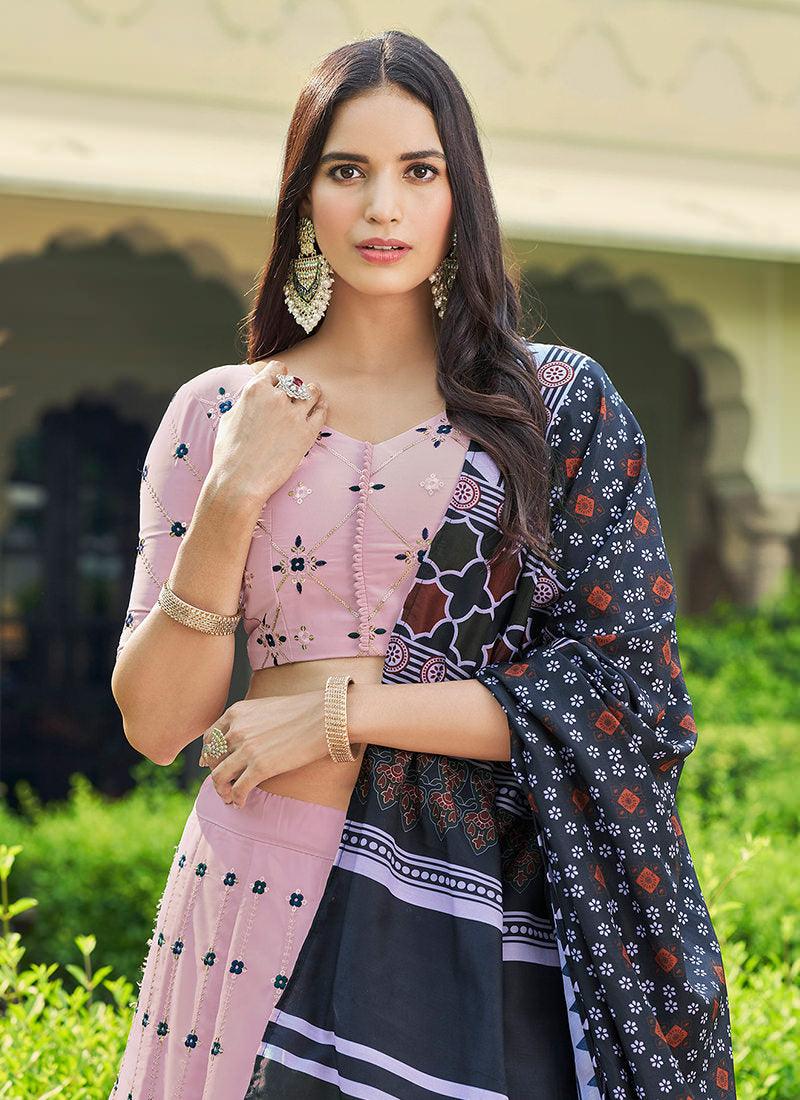 Dusty Pink A-Line Ghaghra Choli