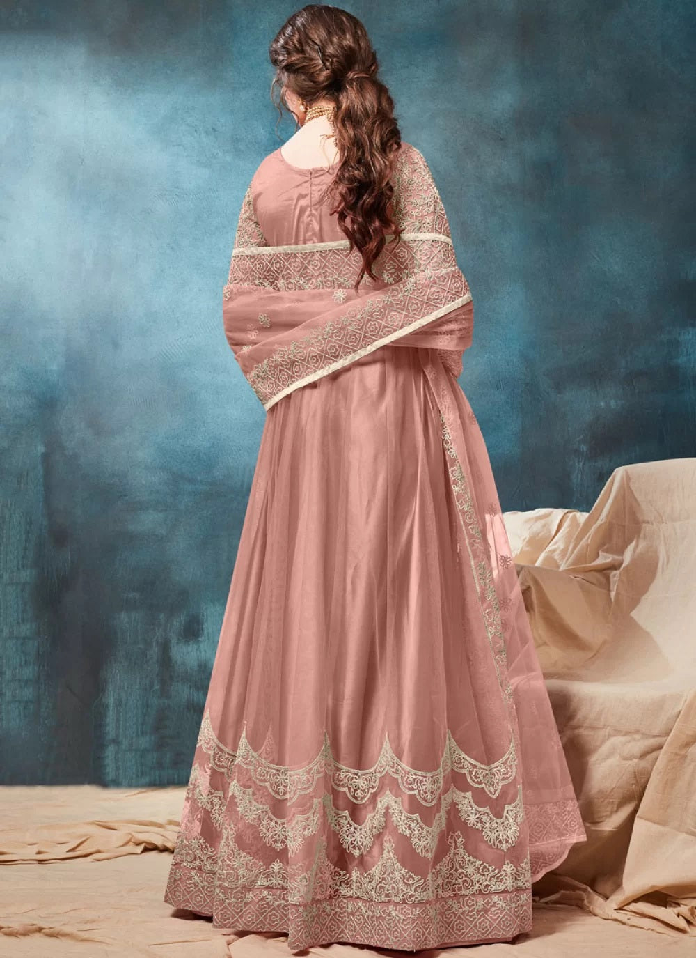 Dusty pink latest designer anarkali dresses