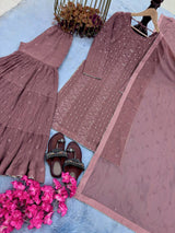 Dusty Pink Premium Designer Readymade Top Plazzo Collection