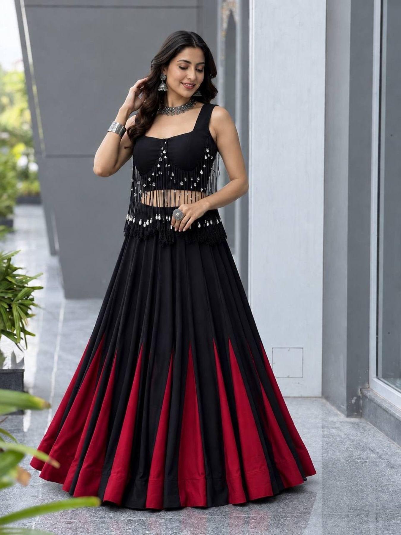 friendly Cotton Lehenga Choli with 8 Meter Flared Lehenga and Dori Blouse