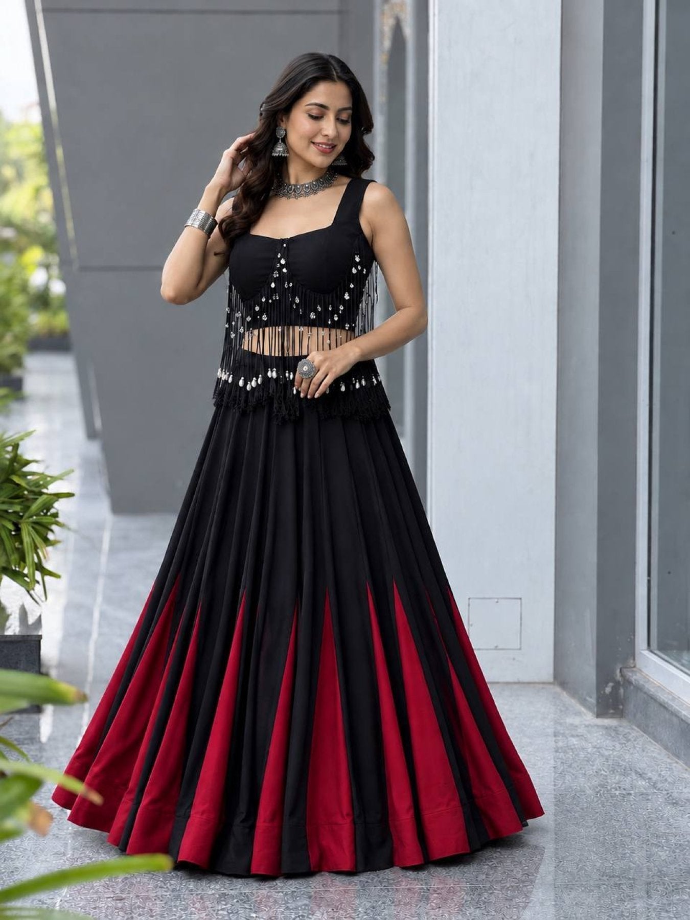 friendly Cotton Lehenga Choli with 8 Meter Flared Lehenga and Dori Blouse