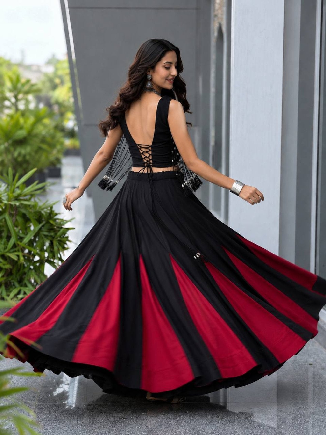 friendly Cotton Lehenga Choli with 8 Meter Flared Lehenga and Dori Blouse