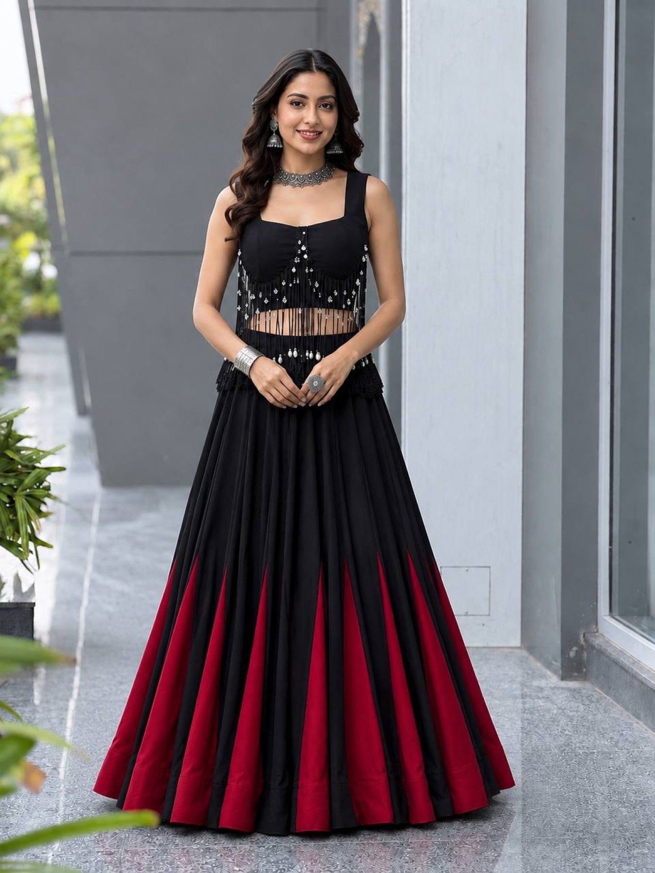 friendly Cotton Lehenga Choli with 8 Meter Flared Lehenga and Dori Blouse