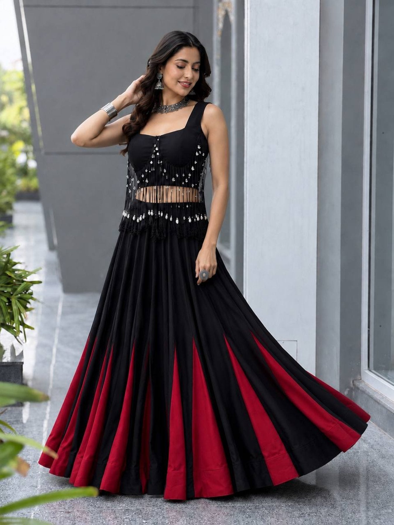 friendly Cotton Lehenga Choli with 8 Meter Flared Lehenga and Dori Blouse