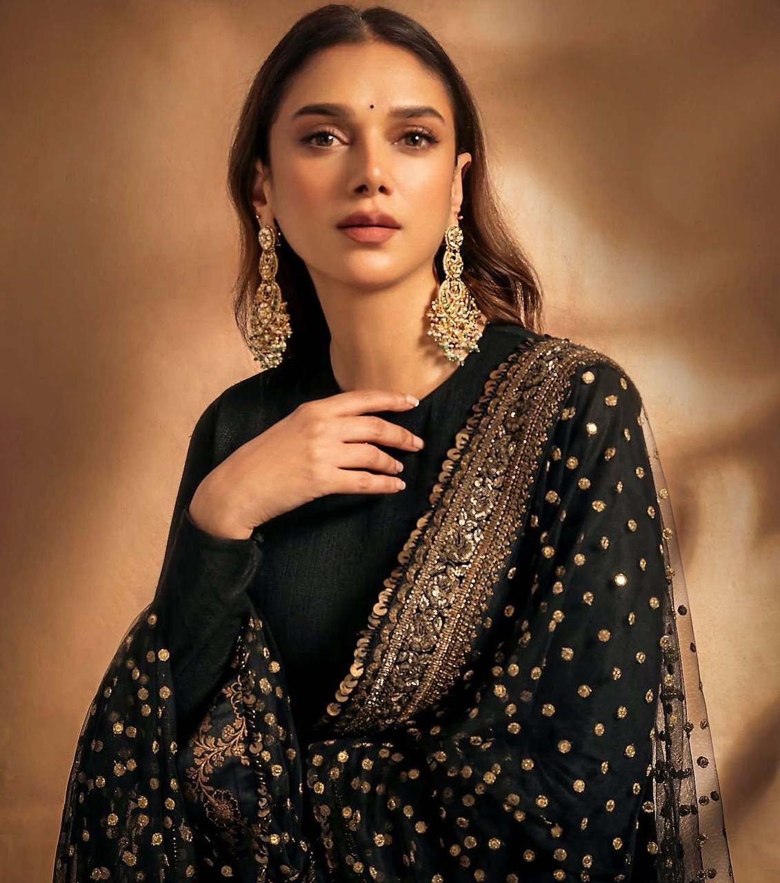 Elegant Black Embroidered Georgette Gown Set