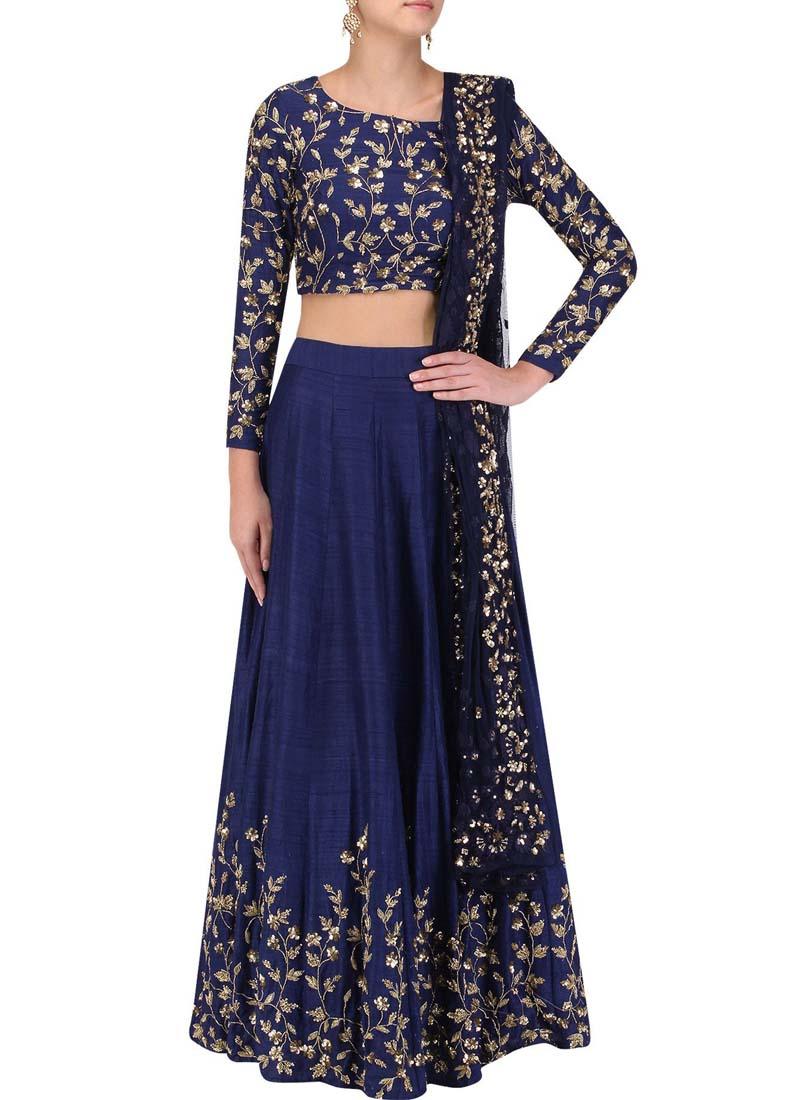 Elegant Blue Banglori Silk Base Designer Embroidery Work Lehenga Choli