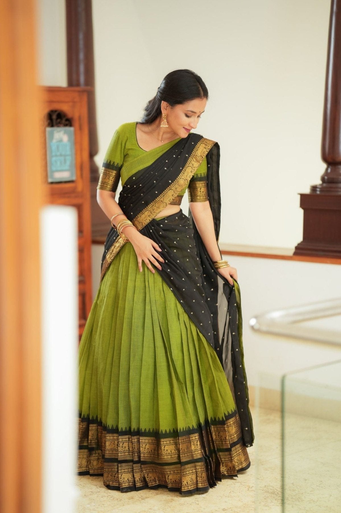 Kanjivaram Silk Lehenga Choli with Zari Weaving and Georgette Dupatta
