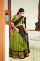 Kanjivaram Silk Lehenga Choli with Zari Weaving and Georgette Dupatta