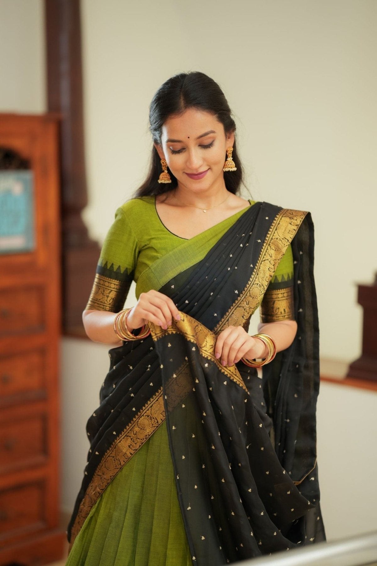 Kanjivaram Silk Lehenga Choli with Zari Weaving and Georgette Dupatta