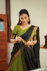 Kanjivaram Silk Lehenga Choli with Zari Weaving and Georgette Dupatta