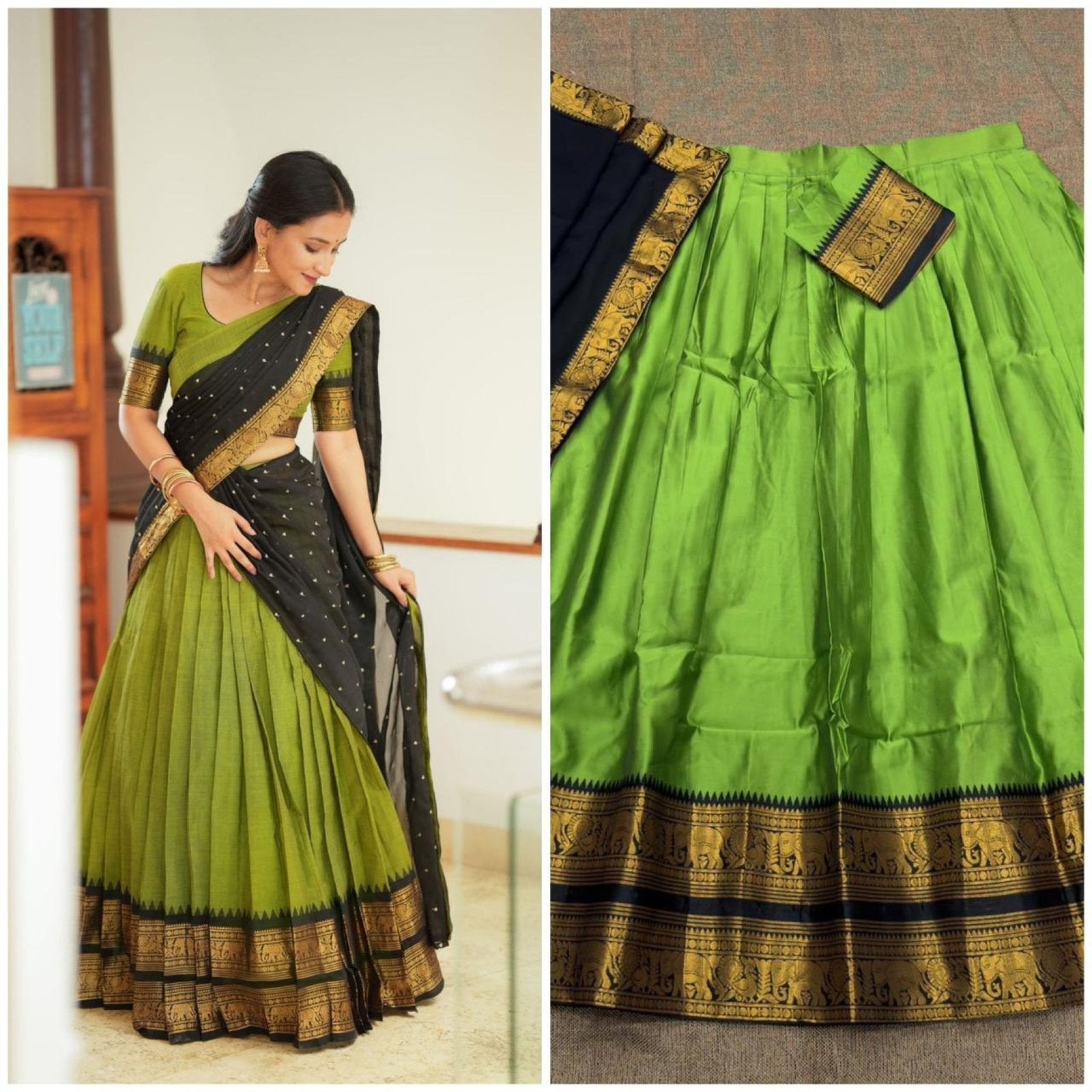 Kanjivaram Silk Lehenga Choli with Zari Weaving and Georgette Dupatta