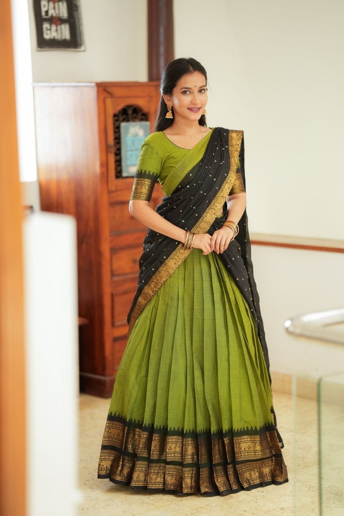 Kanjivaram Silk Lehenga Choli with Zari Weaving and Georgette Dupatta