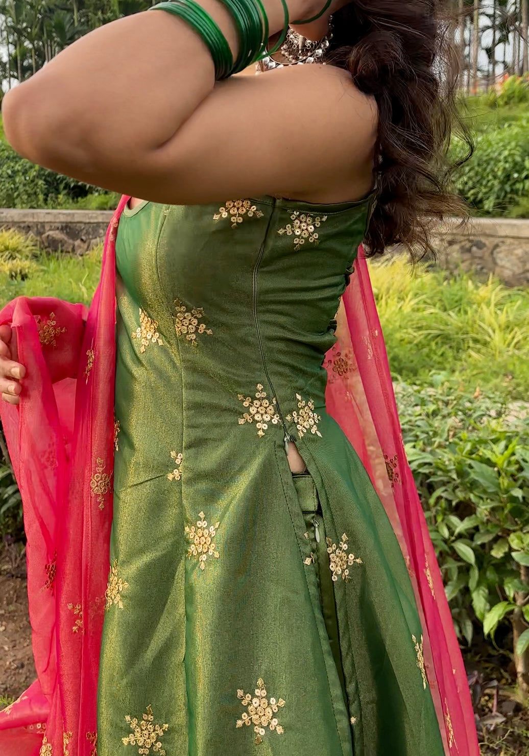 Elegant Olive Green Pant Style Suit with Zari & Sequins Work