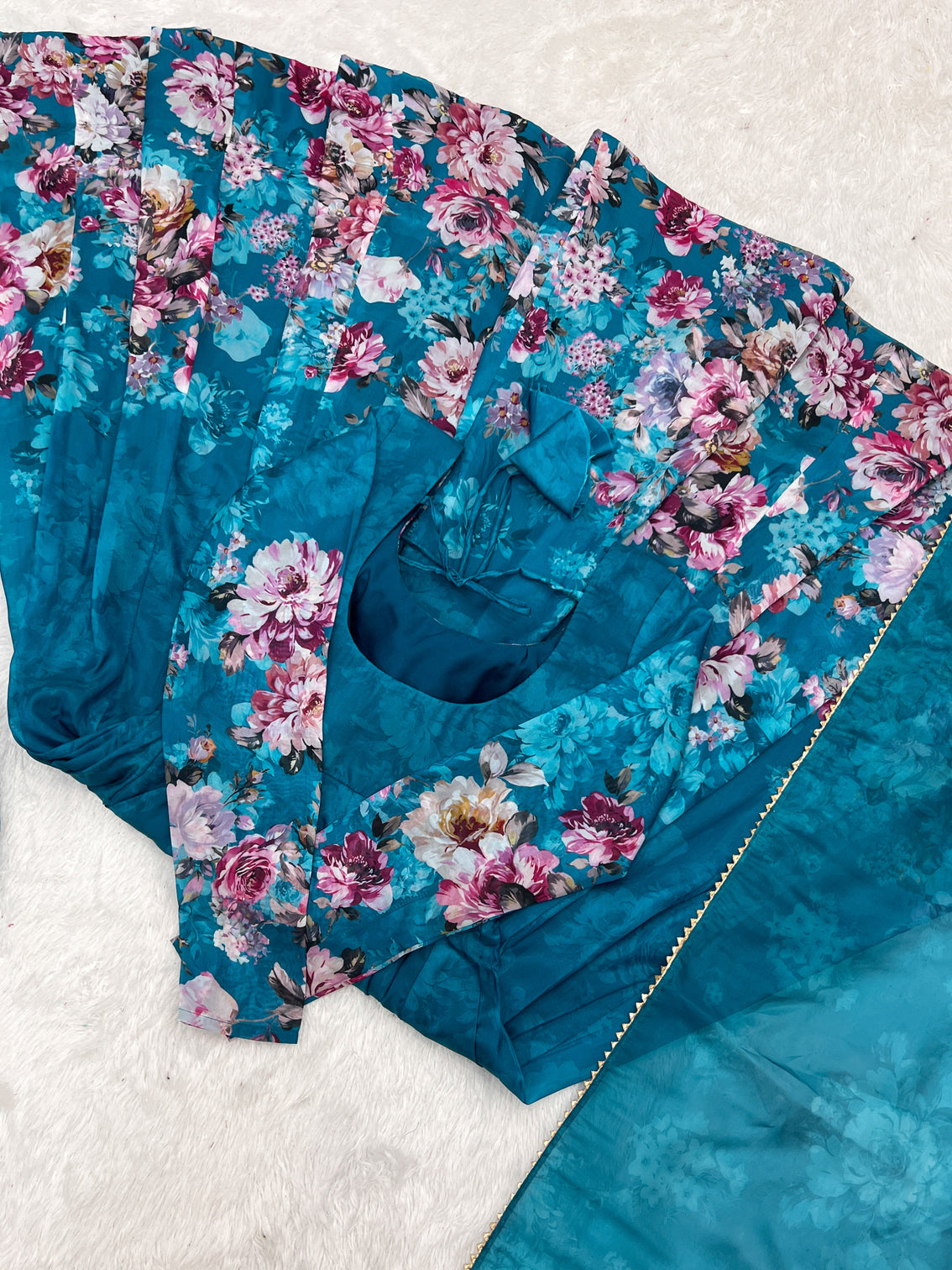 Elegant Rama Anarkali Silk Gown with Canvas Patta and Dupatta Set - Perfect for Festivities and Weddings