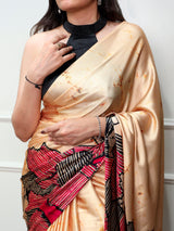 Elegant Satin Silk Printed Saree