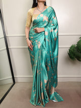 Elegant Satin Silk Printed Saree