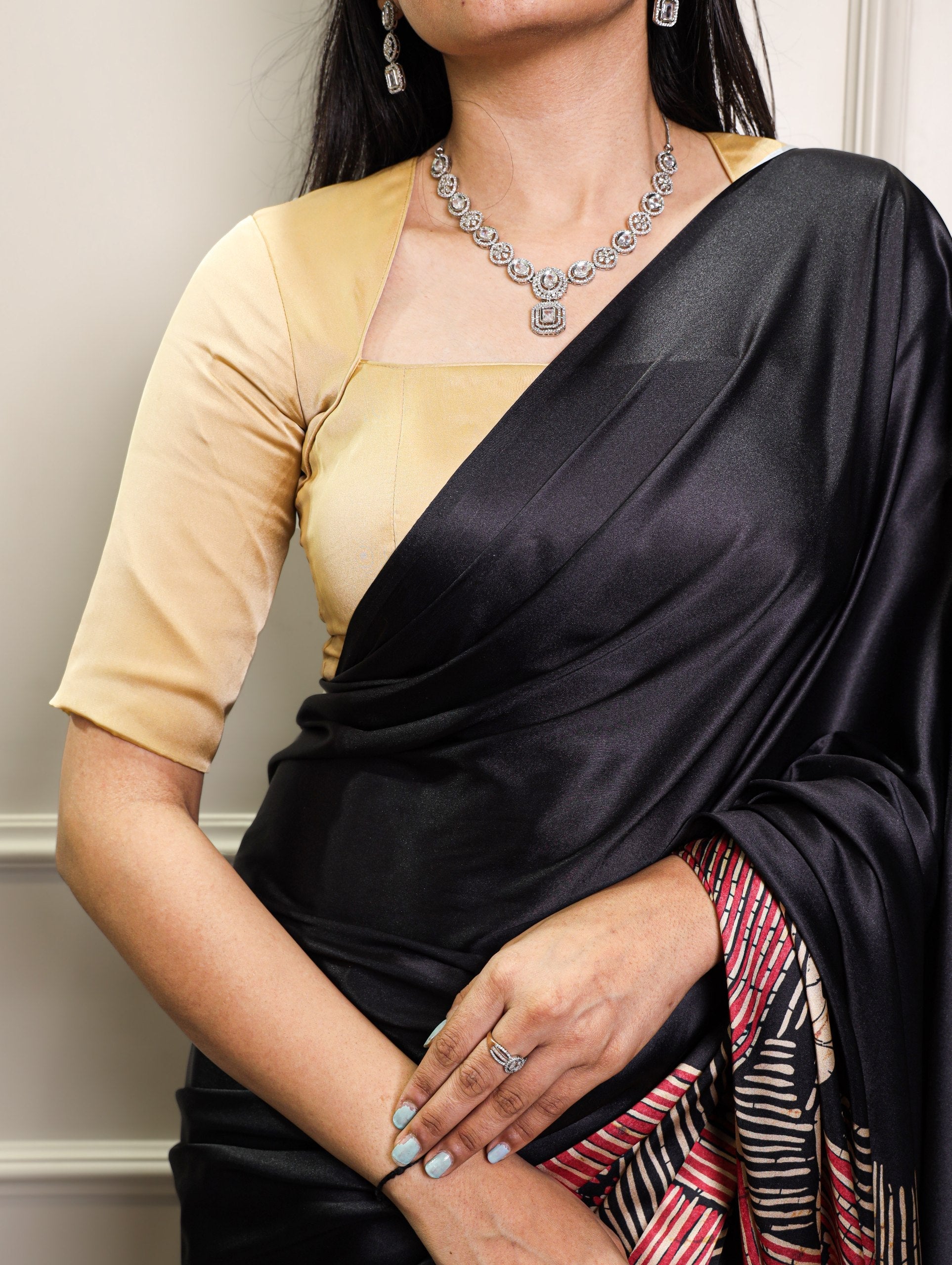 Elegant Satin Silk Printed Saree