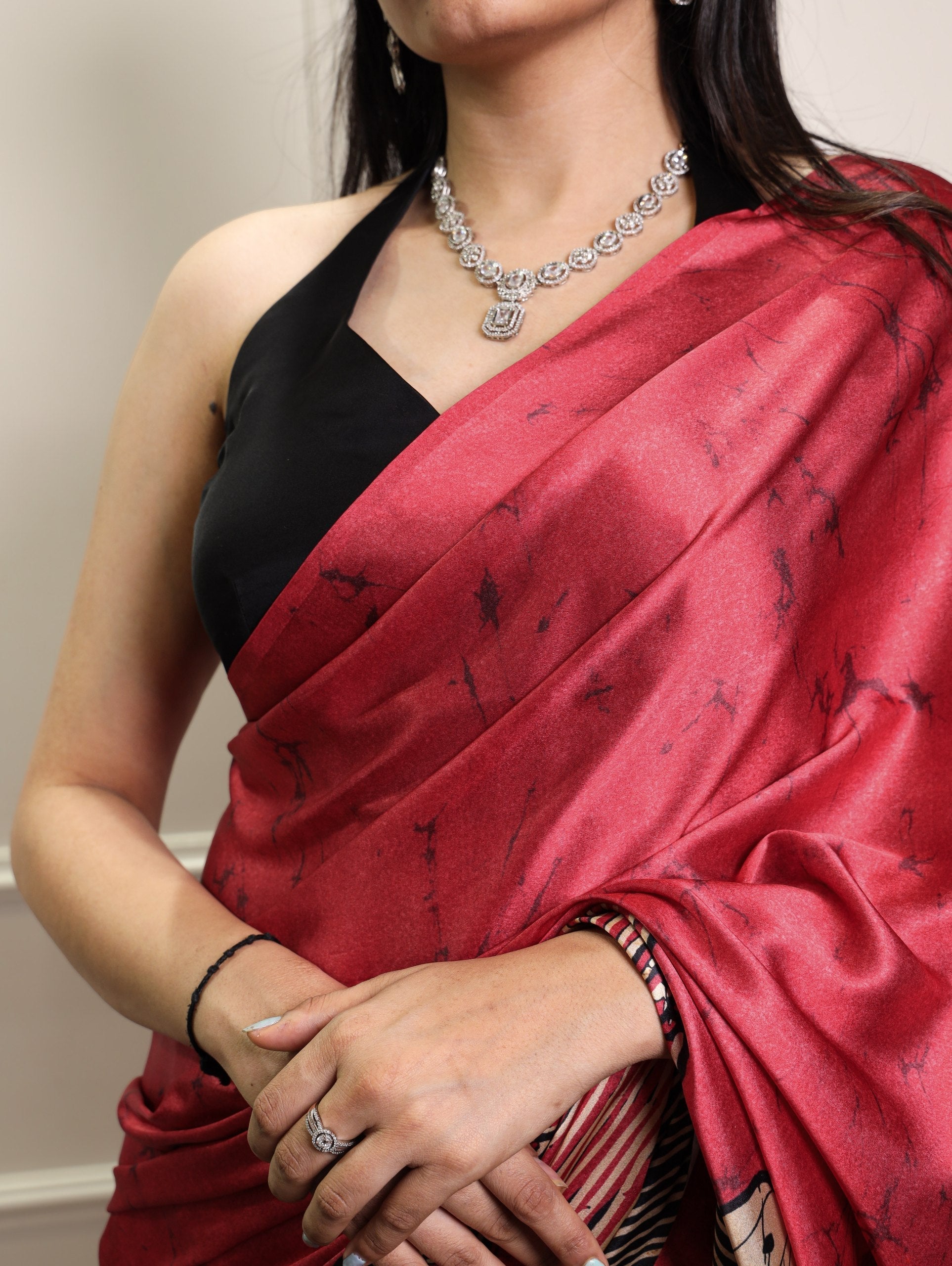 Elegant Satin Silk Printed Saree