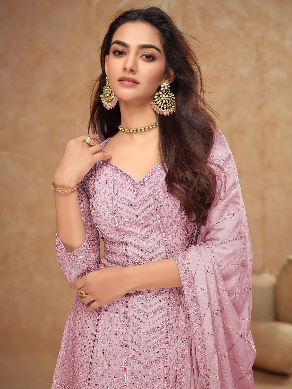 Embroidered Kurta Palazzo Set