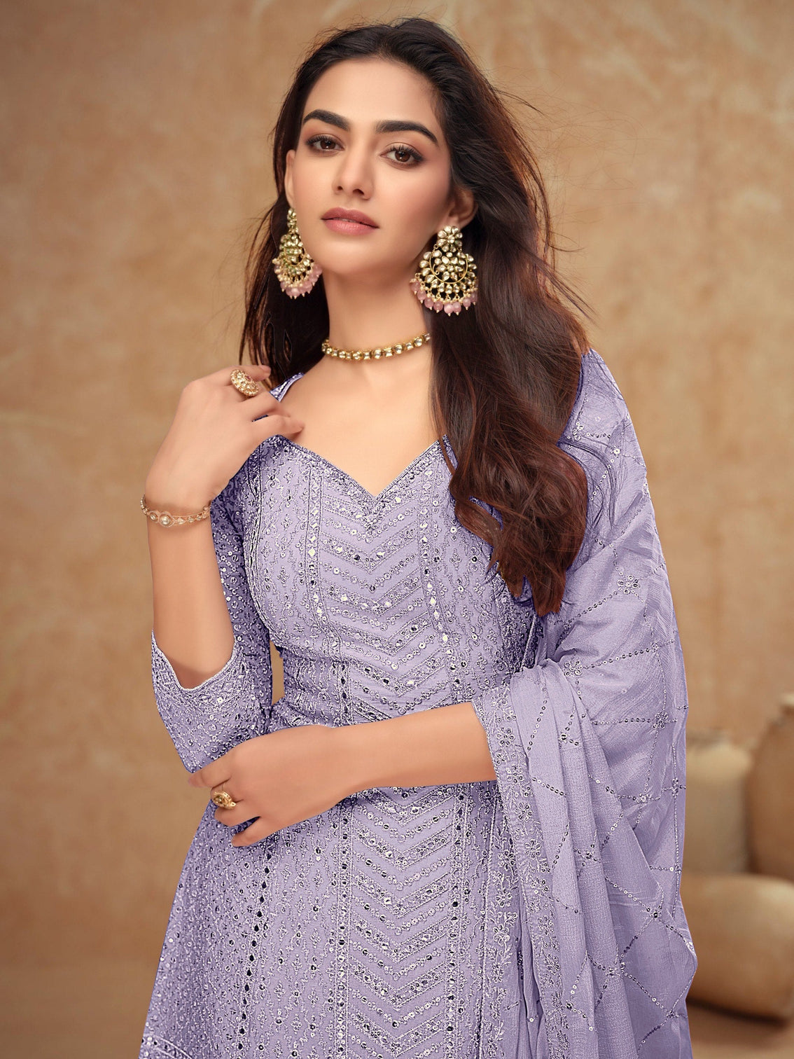Embroidered Kurta Palazzo Set