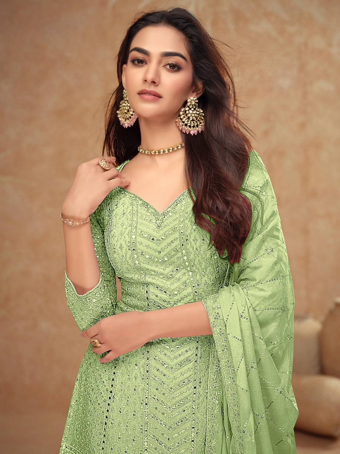 Embroidered Kurta Palazzo Set