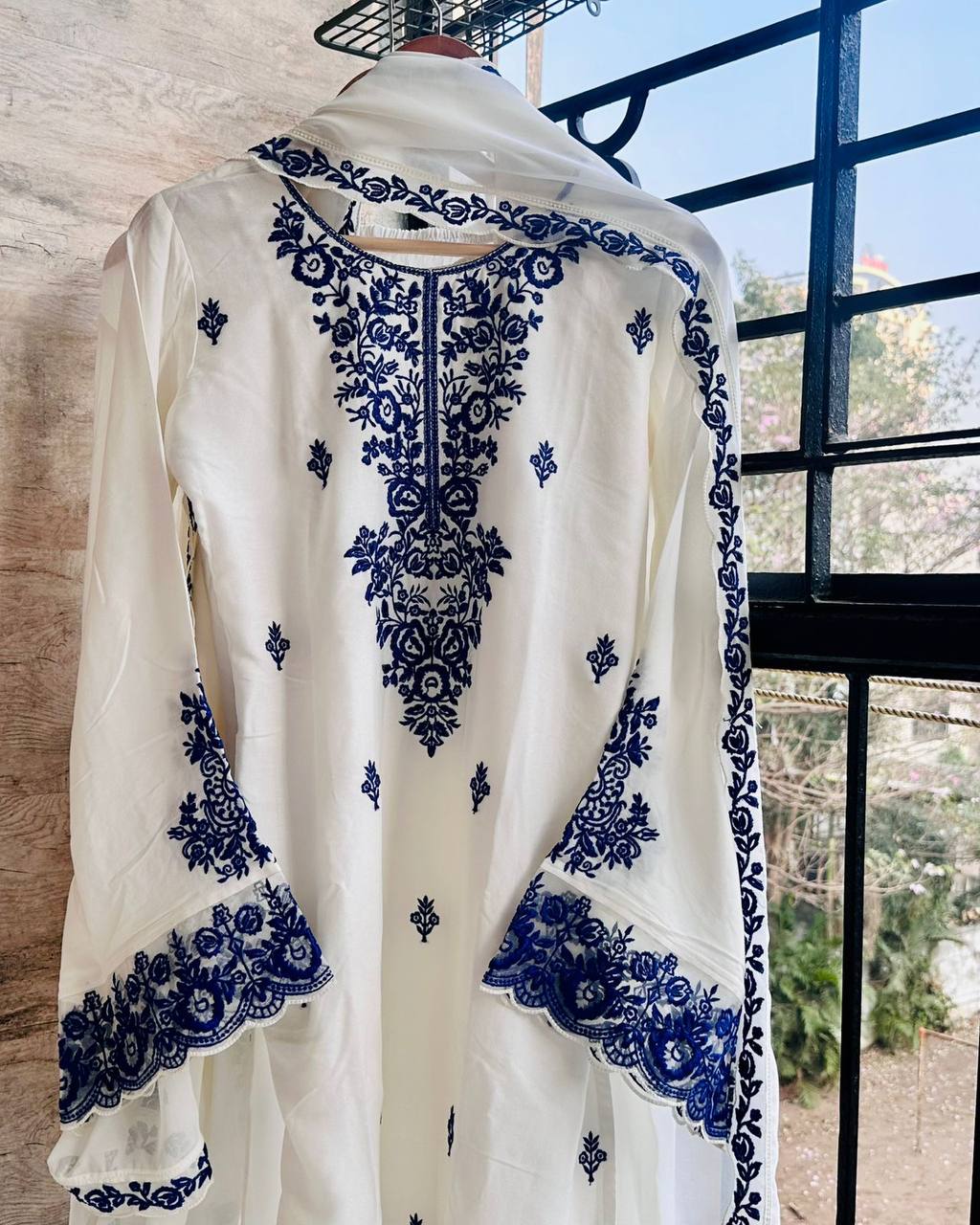 Embroidered Rayon Kurti Palazzo Set