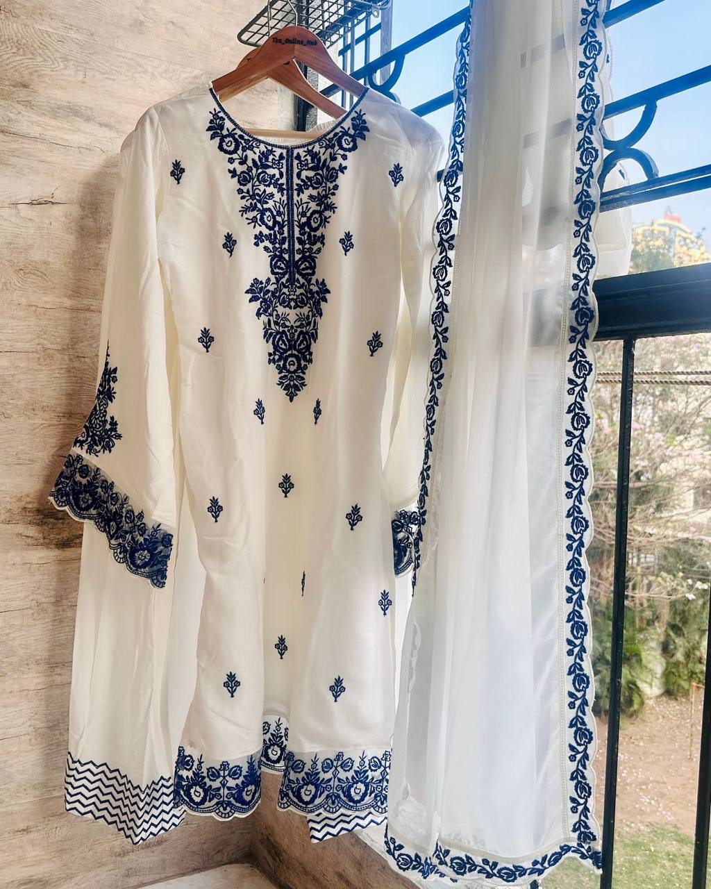 Embroidered Rayon Kurti Palazzo Set