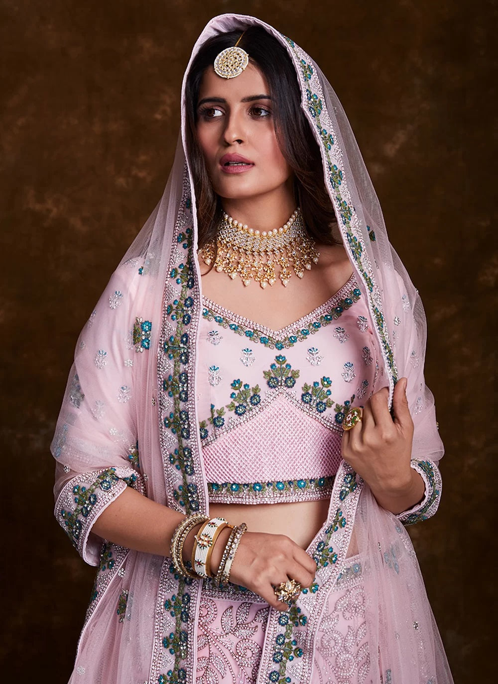Enchanting Rose Pink Net Trendy Lehenga Choli