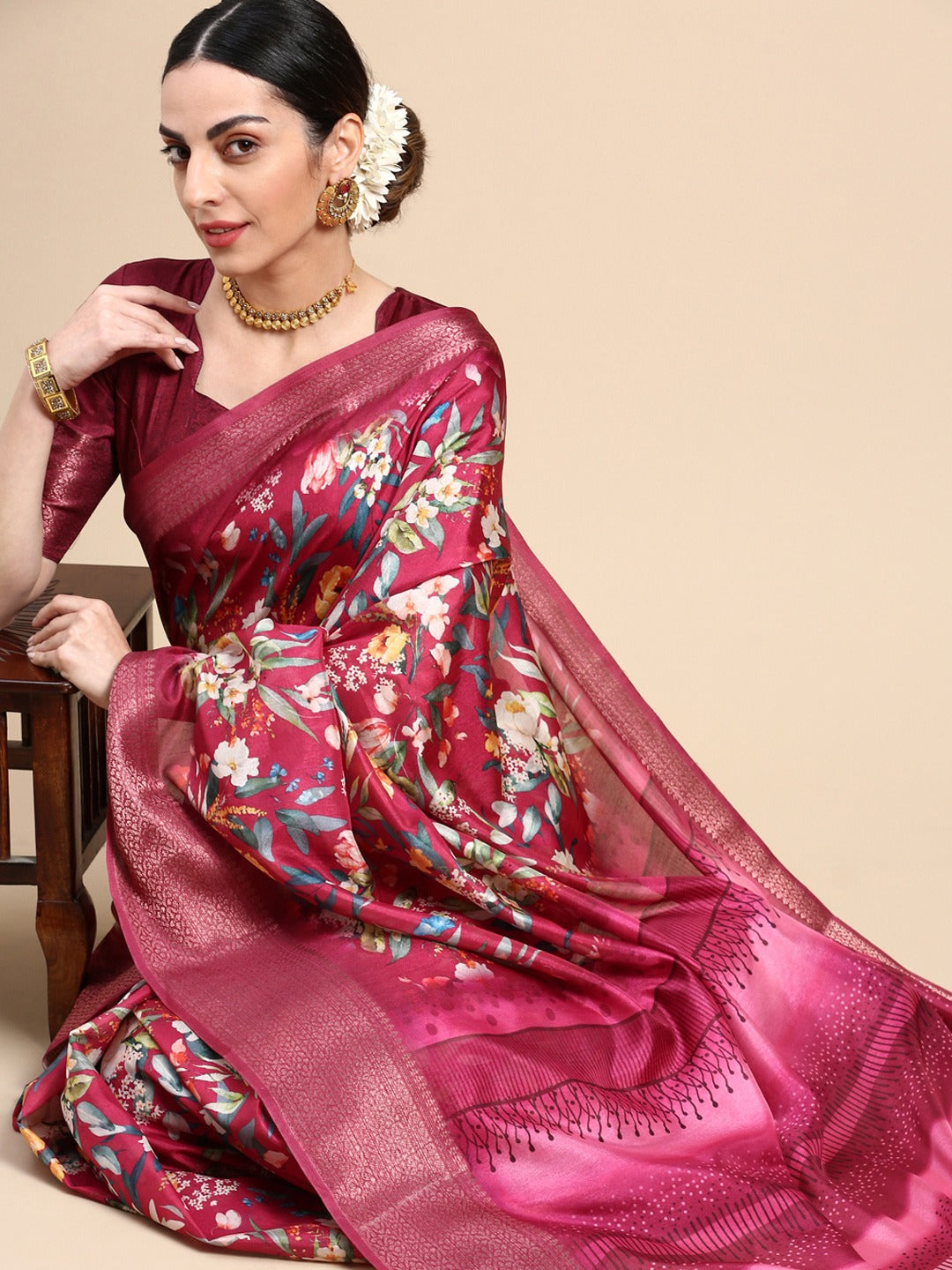 Enchanting Wine Dola Silk Saree - Perfect for the Wedding Season