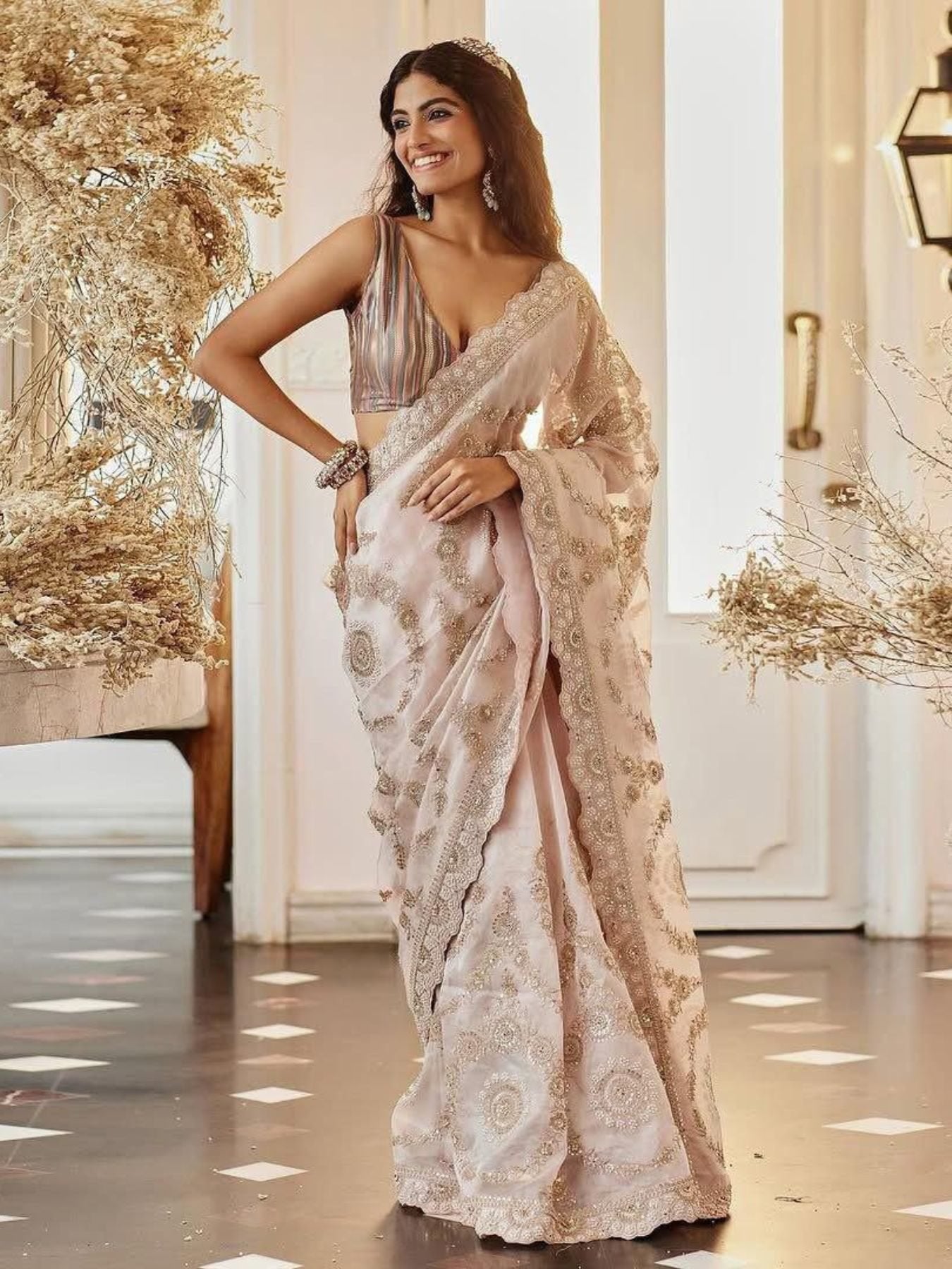 Organza Wedding Set with Rich Embroidery & Statement Blouse Celebration