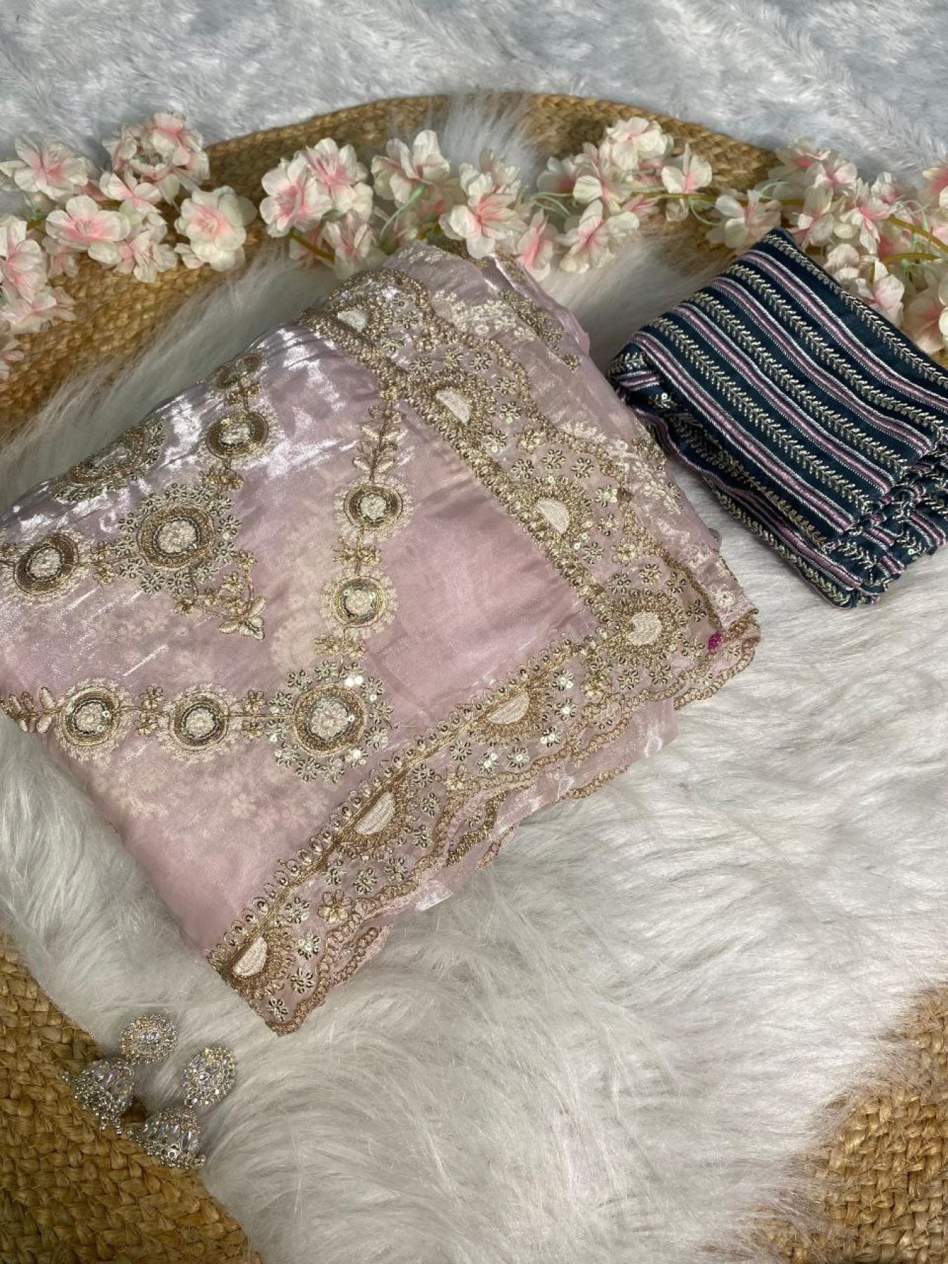 Organza Wedding Set with Rich Embroidery & Statement Blouse Celebration