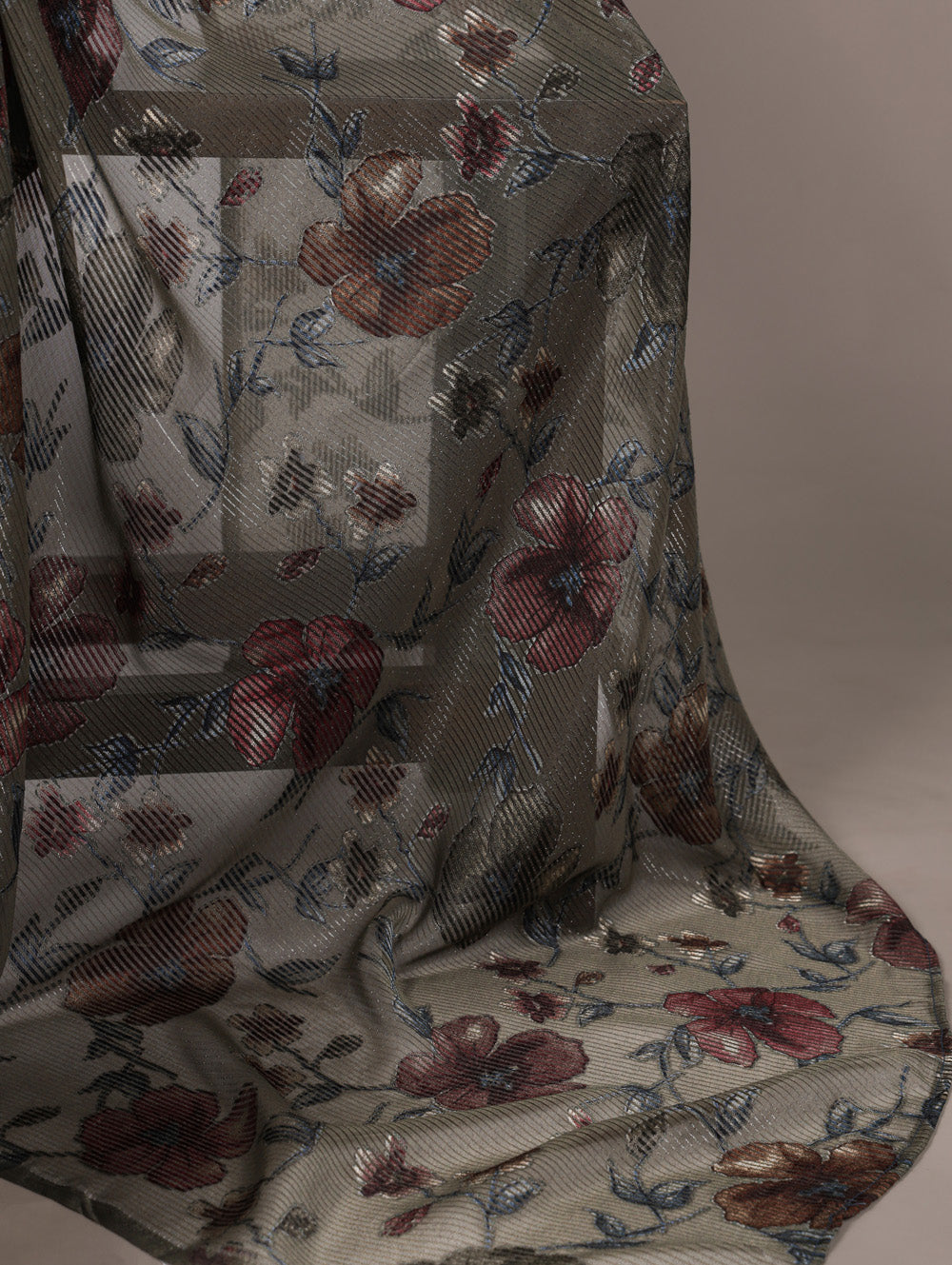 Mehendi floral lurex brasso saree with natural silk blouse