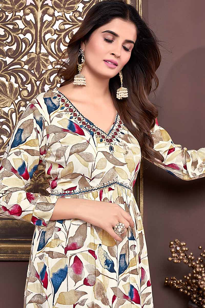 Export quality rayon fabric hand work readymade suit for women