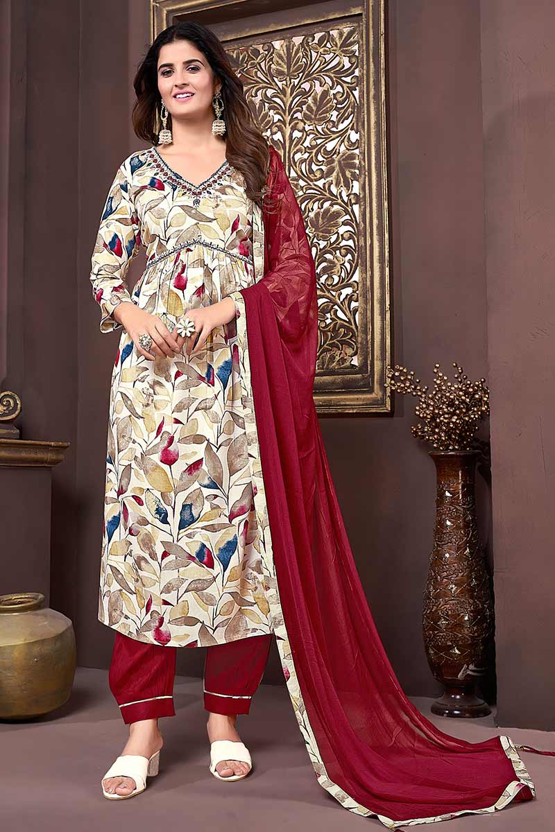 Export quality rayon fabric hand work readymade suit for women