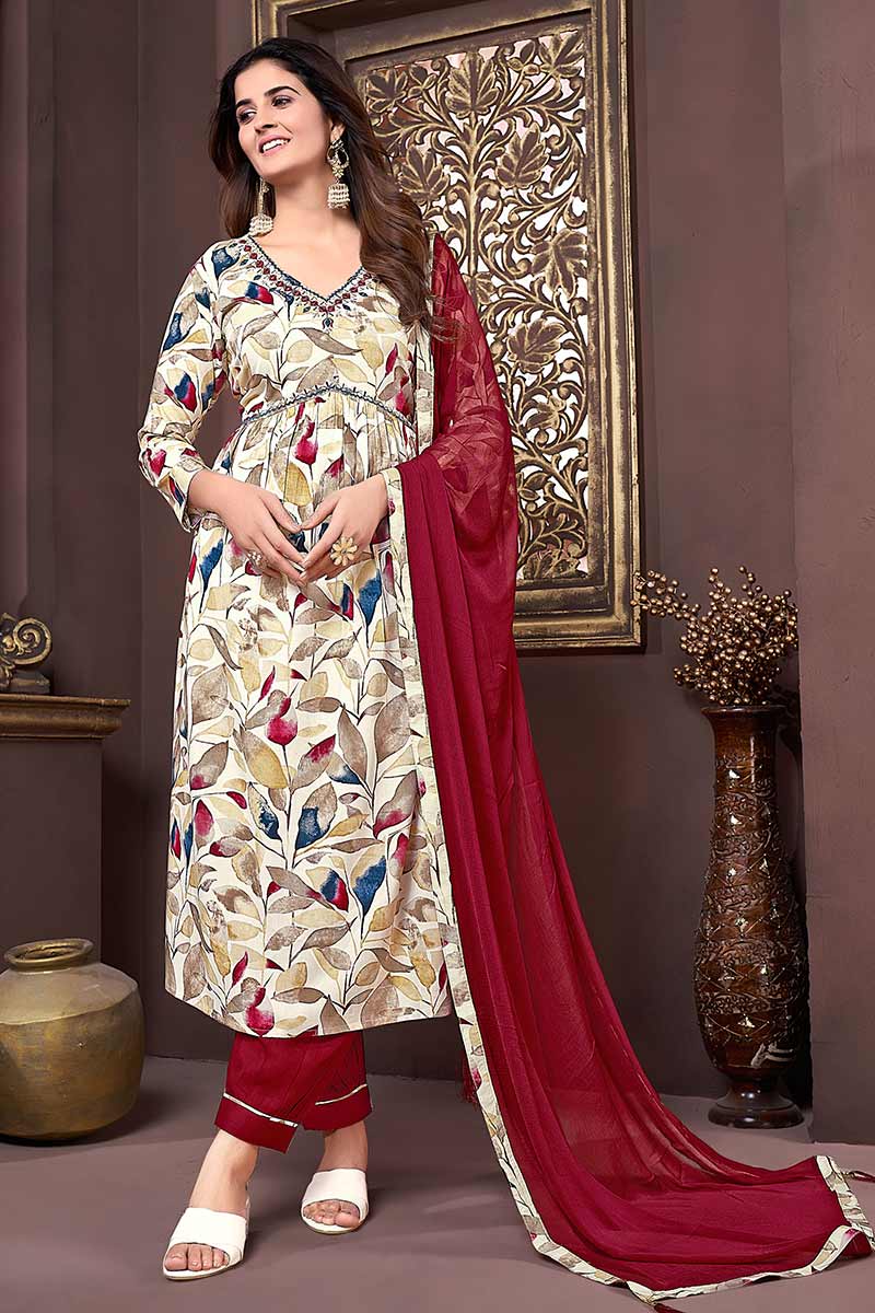 Export quality rayon fabric hand work readymade suit for women