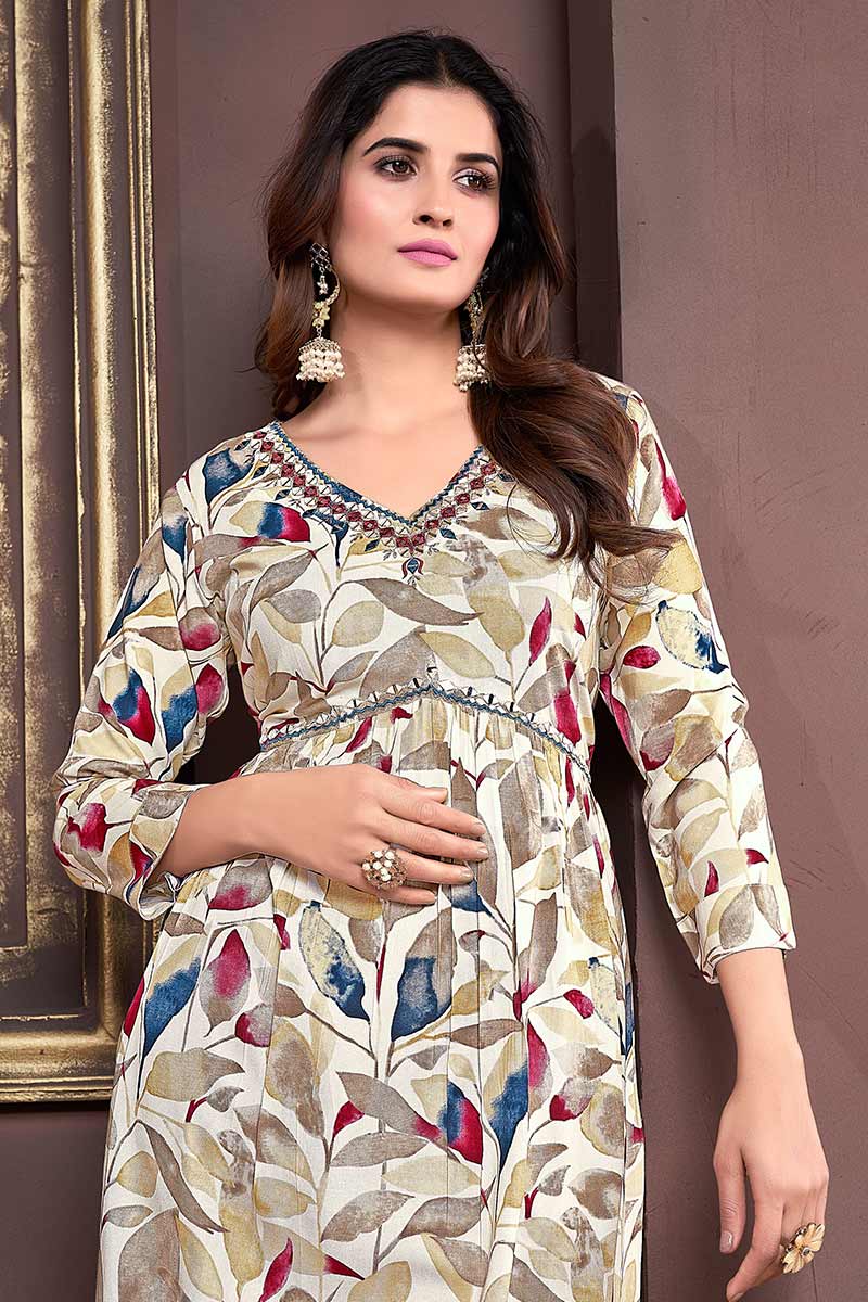 Export quality rayon fabric hand work readymade suit for women