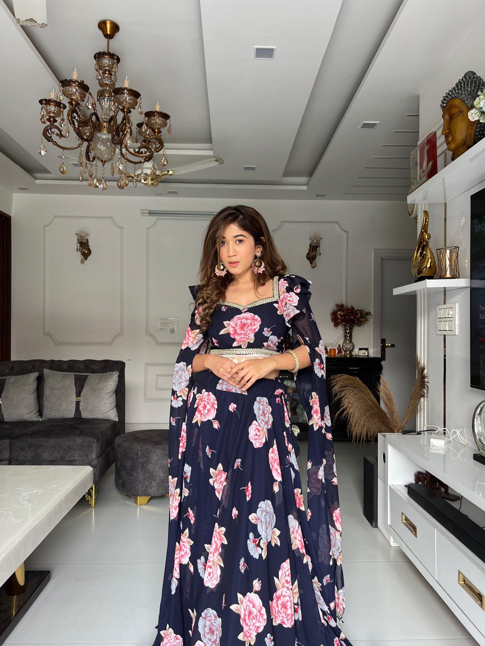 Exquisite Black Real Kalamkari Lehnga with Modern Touch