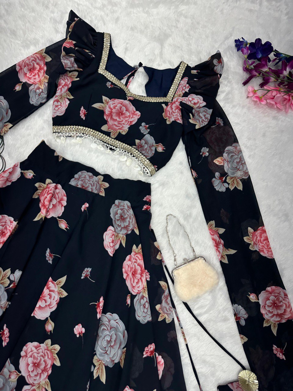 Exquisite Black Real Kalamkari Lehnga with Modern Touch
