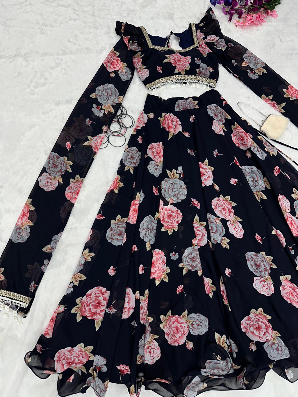 Exquisite Black Real Kalamkari Lehnga with Modern Touch