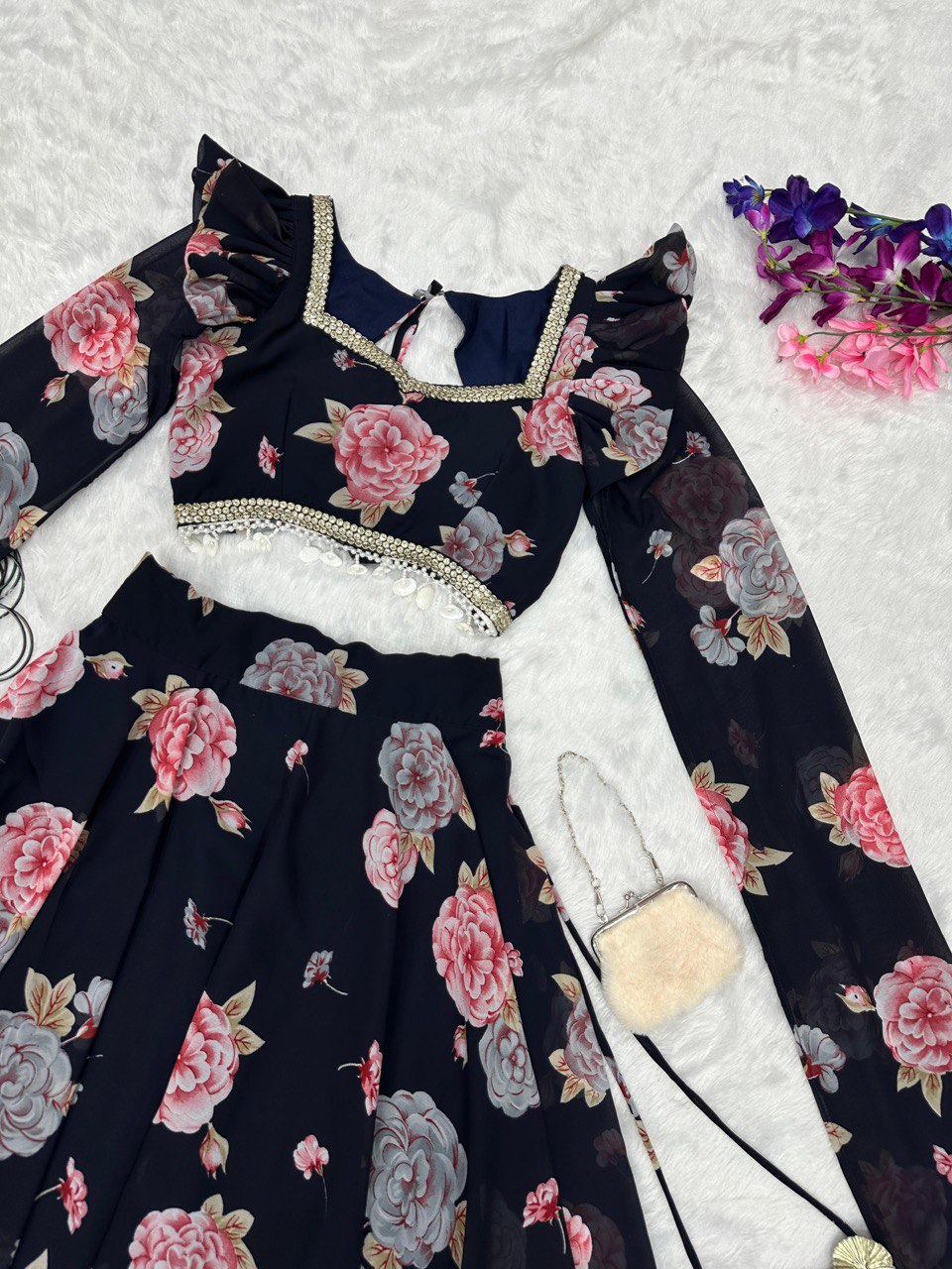 Exquisite Black Real Kalamkari Lehnga with Modern Touch
