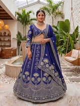 Chinon Silk Plus Size Lehenga Choli with Zari Sequins Embroidery