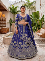 Chinon Silk Plus Size Lehenga Choli with Zari Sequins Embroidery