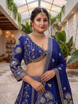 Chinon Silk Plus Size Lehenga Choli with Zari Sequins Embroidery