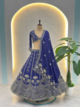 Chinon Silk Plus Size Lehenga Choli with Zari Sequins Embroidery