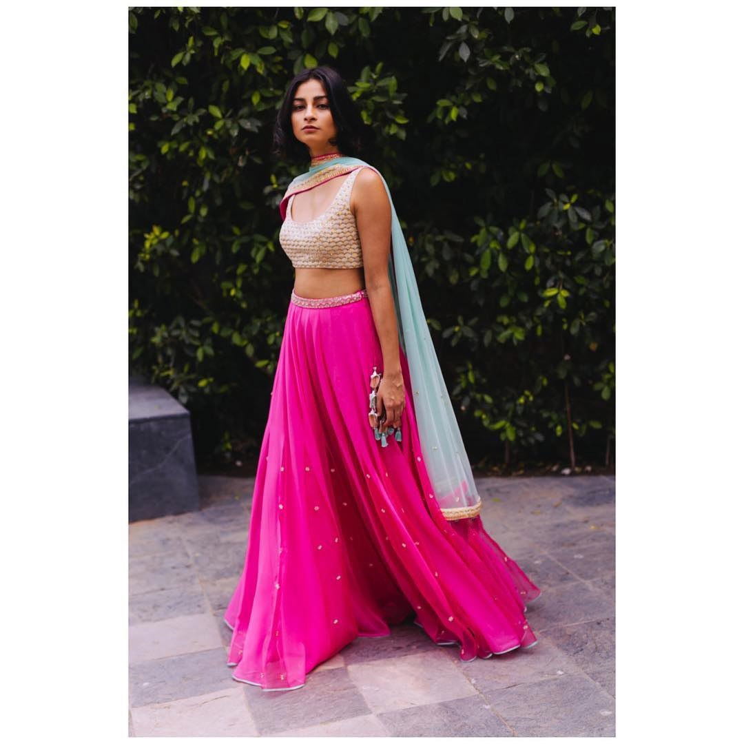 Exquisite Georgette Pink Lehenga with Embroidered Banglori Silk Top and Net Dupatta